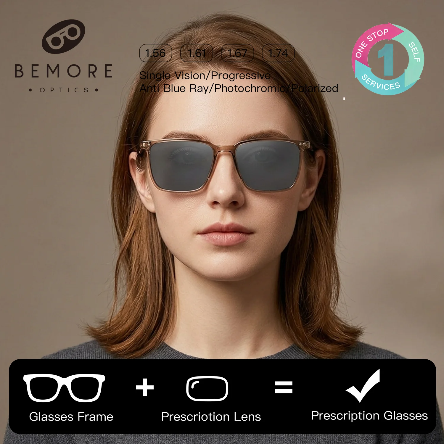 BEMORE Square Clip on Prescription Glasses Women Acetate Polarized UV400 Magnetic Sun Shades Custom Optical Eyeglasses
BEMORE Square Clip on Prescription Glasses Women Acetate Polarized UV400 Magnetic Sun Shades Custom Optical Eyeglasses