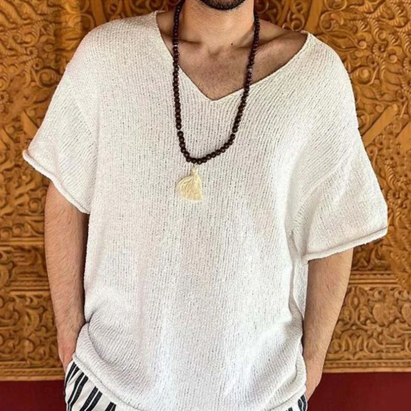 Man Sexy V-neck Short Sleeve T Shirt Shirts Men Clothing Casual Knitted Shirt Ribbed Tops New Fashion Solid Loose Pullover Tee
Man Sexy V-neck Short Sleeve T Shirt Shirts Men Clothing Casual Knitted Shirt Ribbed Tops New Fashion Solid Loose Pullover Tee