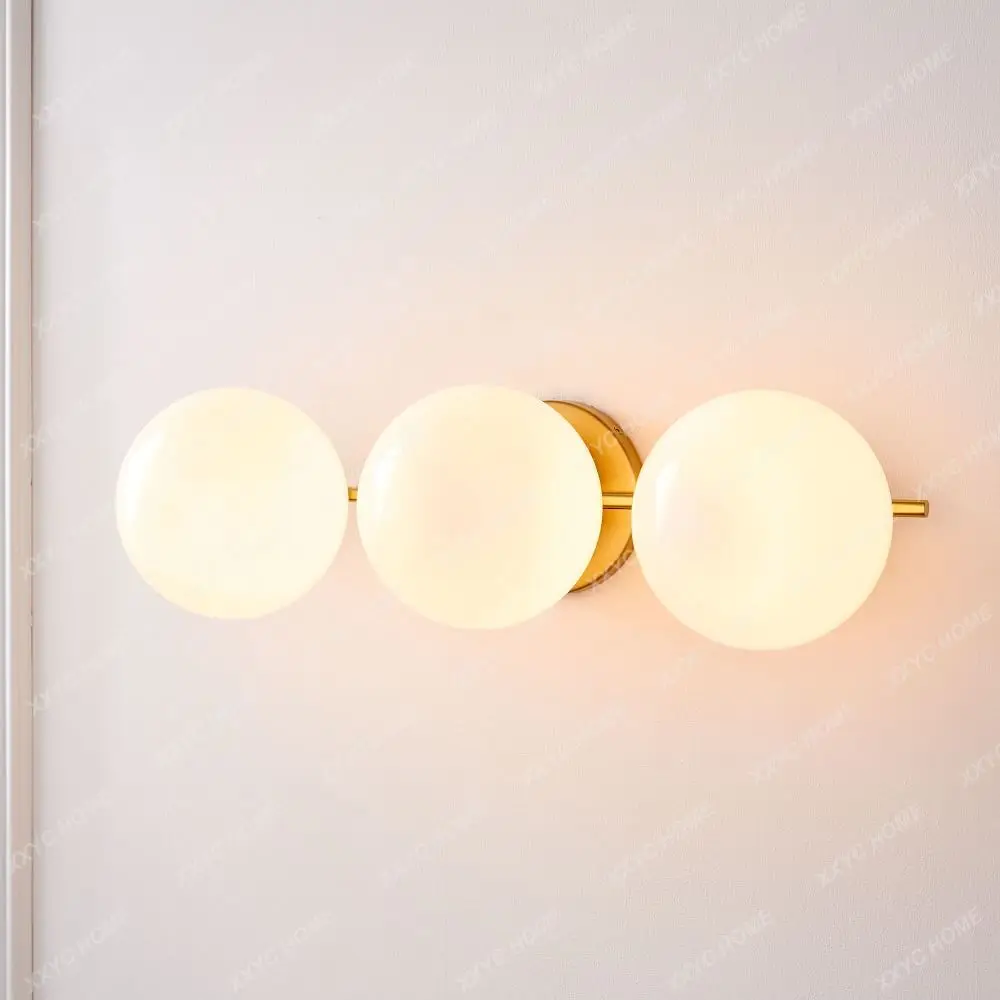 North brass mirror headlight modern minimalist bathroom bathroom light bedroom vanity table three heads round ball egg stone
North brass mirror headlight modern minimalist bathroom bathroom light bedroom vanity table three heads round ball egg stone