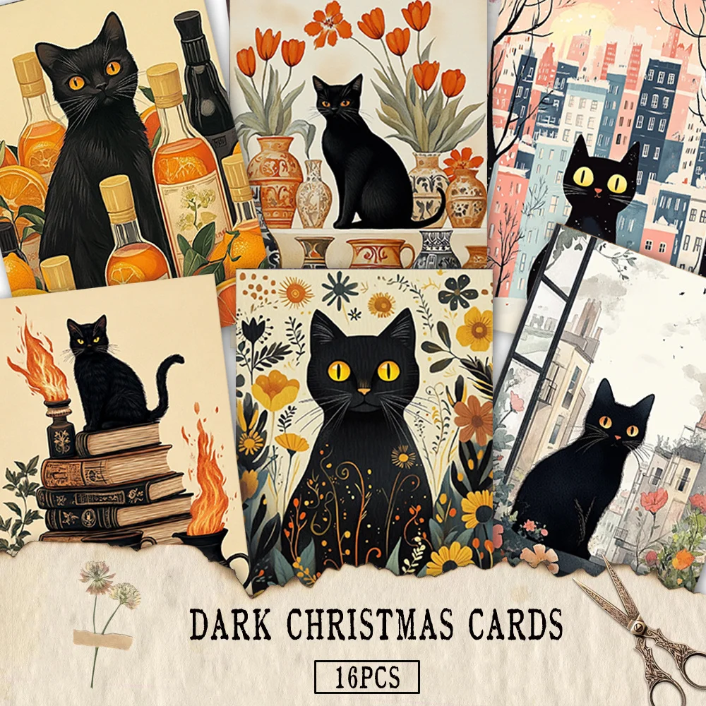 16pcs Black Cat Postcards, New Year Gift, Christmas Gift, Living Room Decoration, Bedroom Decoration, High-Quality Cardstock
16pcs Black Cat Postcards, New Year Gift, Christmas Gift, Living Room Decoration, Bedroom Decoration, High-Quality Cardstock