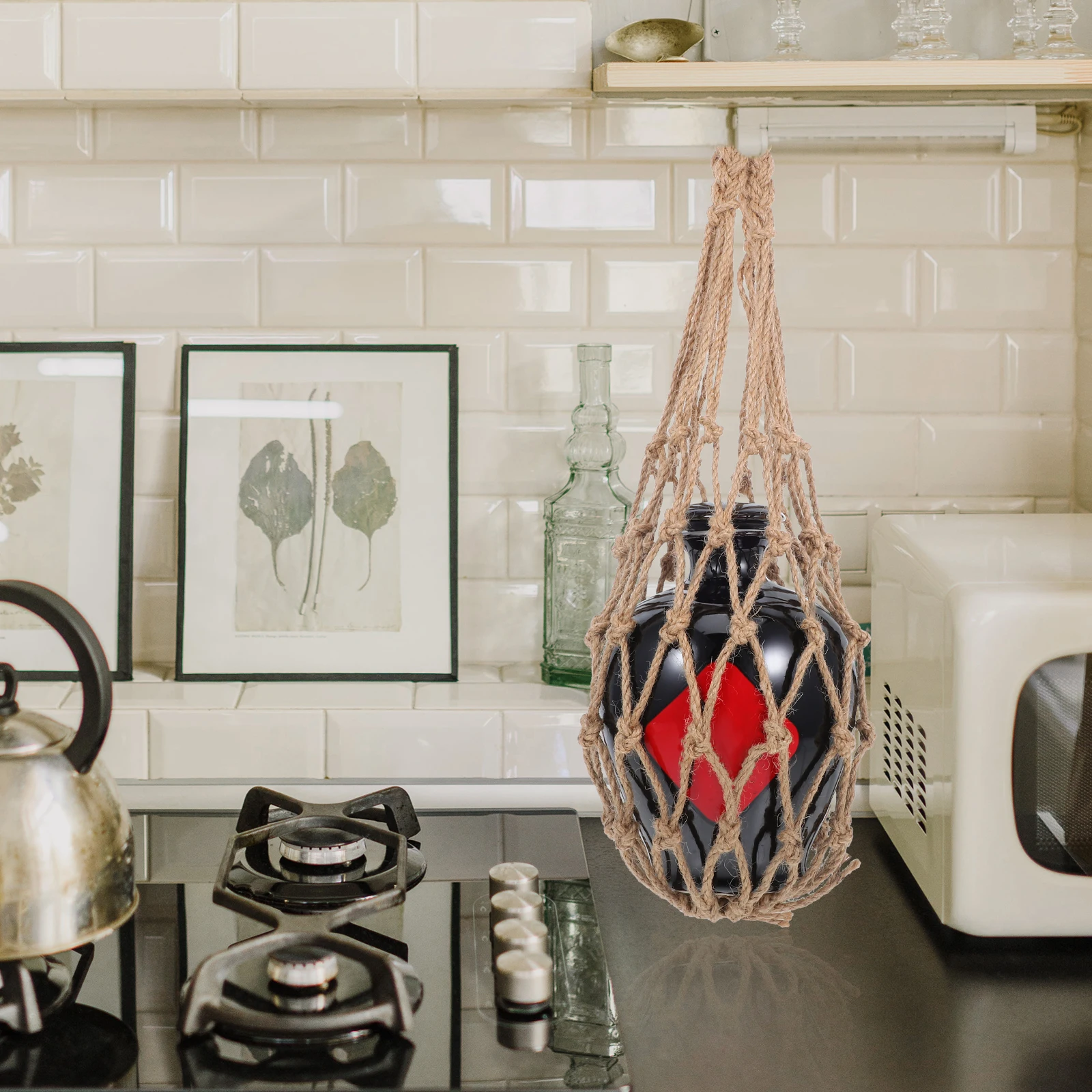 Jar Net Bag Hand Woven Crochet Portable Holder Jute Rope Bottle Mesh Basket Storage Bag Versatile Practical
Jar Net Bag Hand Woven Crochet Portable Holder Jute Rope Bottle Mesh Basket Storage Bag Versatile Practical
