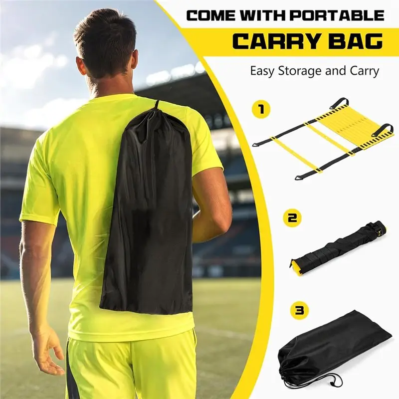 【CUSTOMER FAVORITE】2 Pack 20Ft Adjustable Speed Ladder Set, 40Ft Agility Ladder With 12 Cones, 8 Stakes, 1 Carry Bag
【CUSTOMER FAVORITE】2 Pack 20Ft Adjustable Speed Ladder Set, 40Ft Agility Ladder With 12 Cones, 8 Stakes, 1 Carry Bag