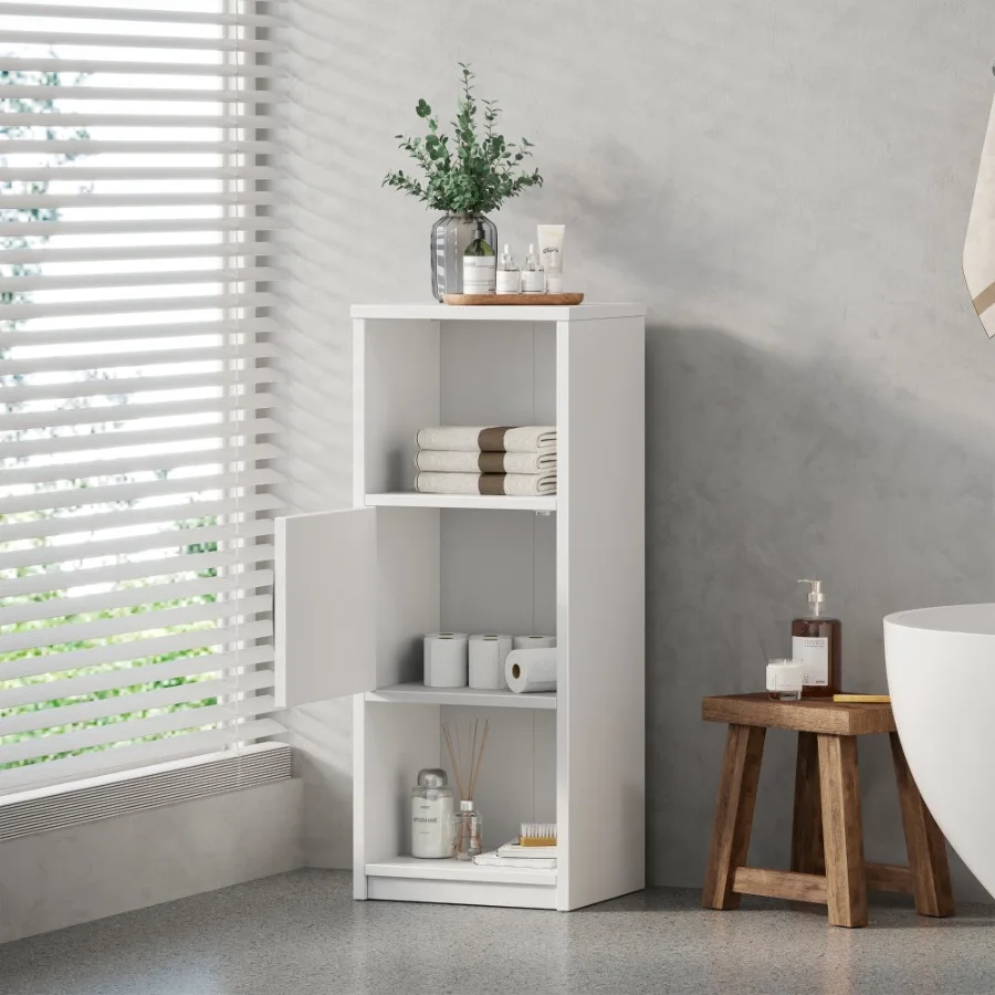 Bathroom Adjustable 3-Tiers MDF Dimensions 13.75" W x 10.5" D x 34.5" H Storage Shelf Unit Holds up to 15 lb Shelf Capacity Whi
Bathroom Adjustable 3-Tiers MDF Dimensions 13.75" W x 10.5" D x 34.5" H Storage Shelf Unit Holds up to 15 lb Shelf Capacity Whi