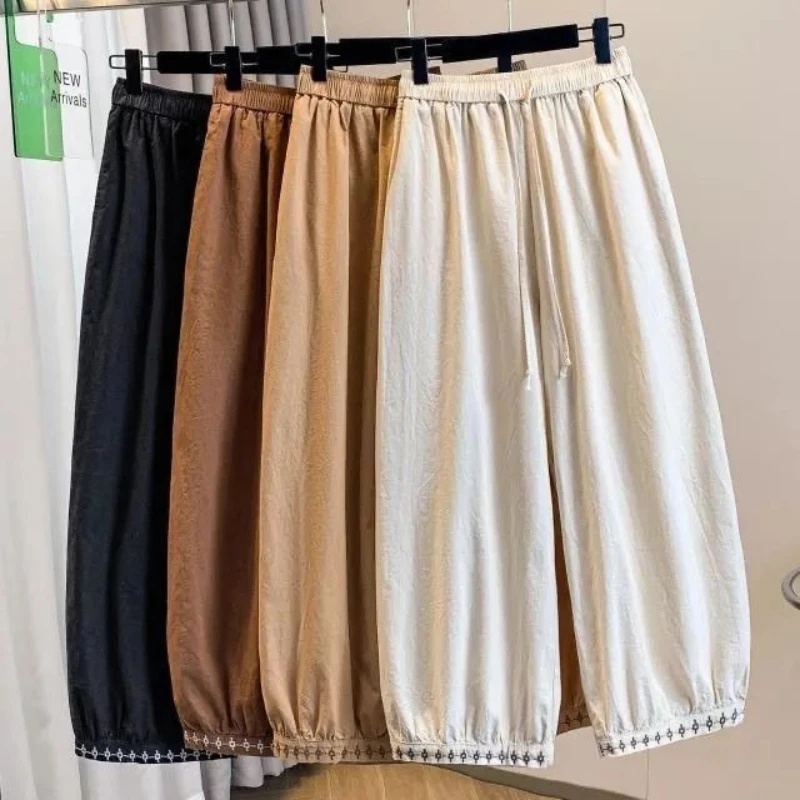 Summer Linen-cotton Lantern Pants Solid Color Retro Loose Casual Pants Fashion Elastic Waist Embroidery Wide-leg Cropped Pants
Summer Linen-cotton Lantern Pants Solid Color Retro Loose Casual Pants Fashion Elastic Waist Embroidery Wide-leg Cropped Pants