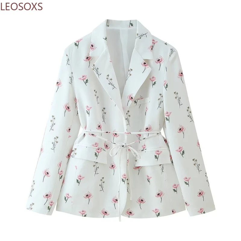 New Fashion Flowers Print Loose Suit Collar Coat Women's Elegant Belted Waist Cinching Suit Jacket Female Street Chic Top Blazer
New Fashion Flowers Print Loose Suit Collar Coat Women's Elegant Belted Waist Cinching Suit Jacket Female Street Chic Top Blazer