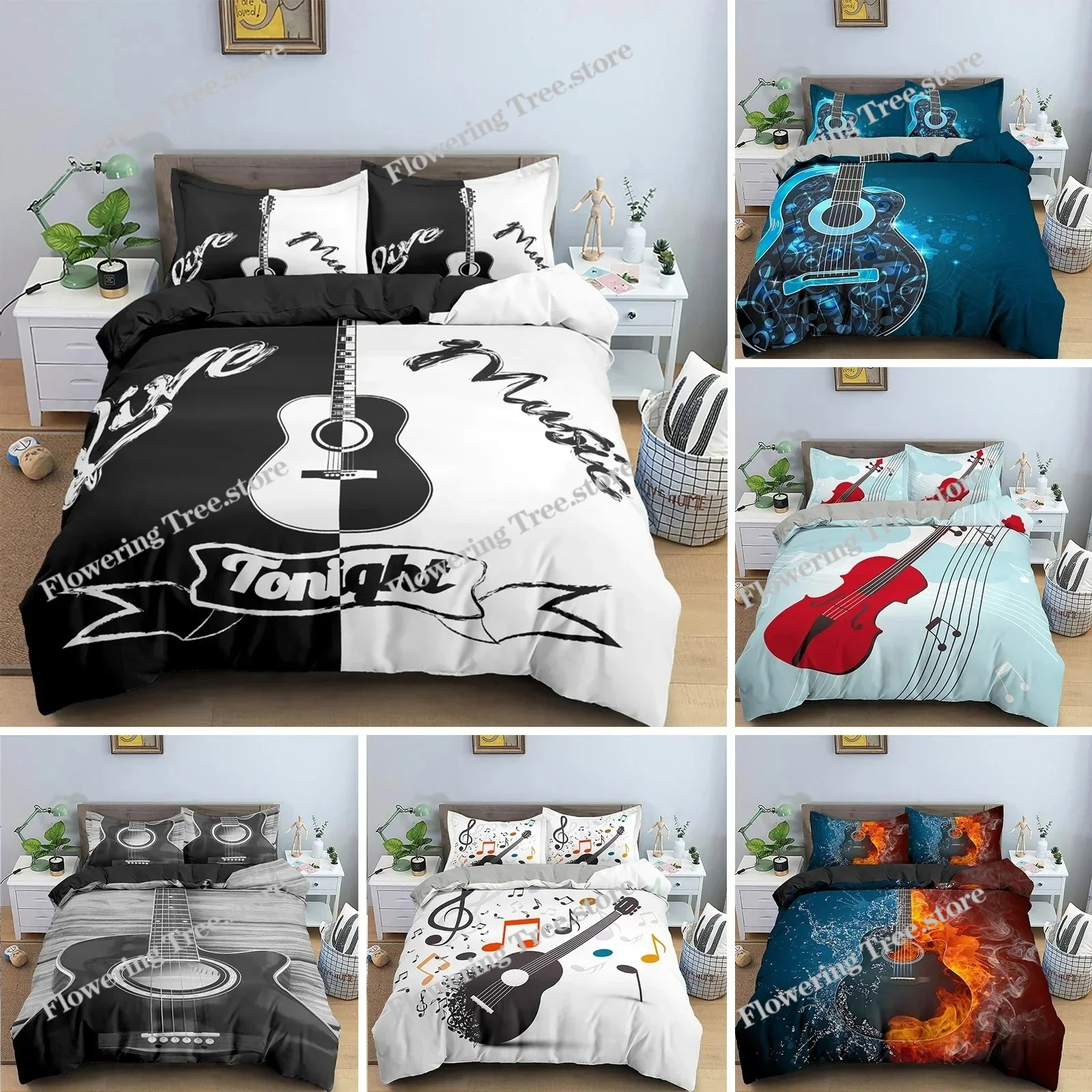 Music Guitar Bedding Set King Queen Heavy Metal Punk Rock Duvet Cover for Teen Boy Musical Note Polyester Comforter Cover
Music Guitar Bedding Set King Queen Heavy Metal Punk Rock Duvet Cover for Teen Boy Musical Note Polyester Comforter Cover