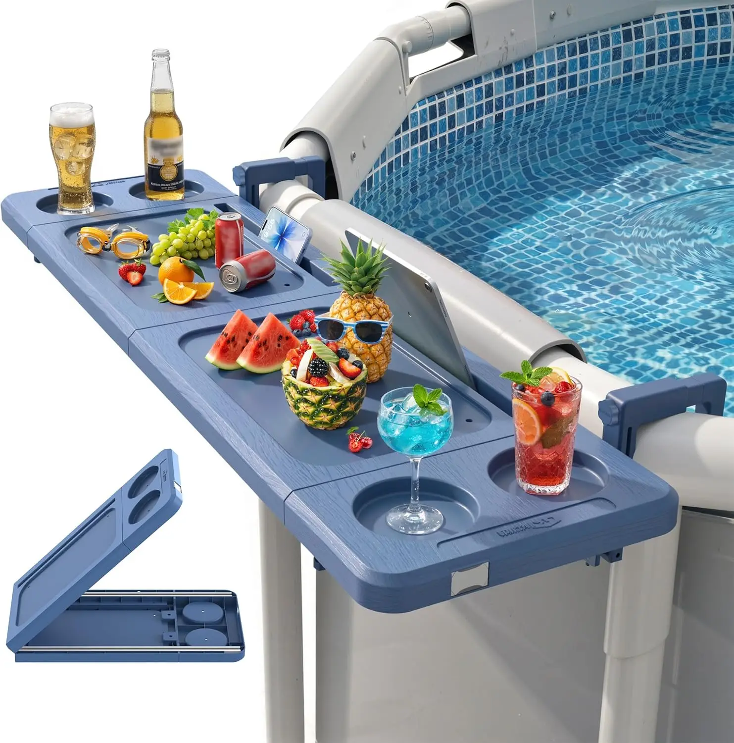 44" x 12" Poolside Bar Table with Adjustable Bracket, Fits Above-Ground Pools, Foldable, Weather-Resistant, Holds 110 lbs
44" x 12" Poolside Bar Table with Adjustable Bracket, Fits Above-Ground Pools, Foldable, Weather-Resistant, Holds 110 lbs