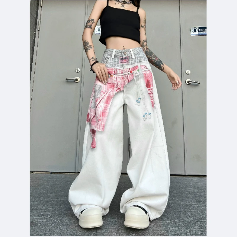 American Fashion 3d Ethnic Print Digital Print White Denim Wide Leg Flare Pants for Women, Street Trend, Long White Denim Pants
American Fashion 3d Ethnic Print Digital Print White Denim Wide Leg Flare Pants for Women, Street Trend, Long White Denim Pants