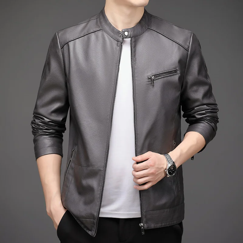Stand Collar Slim Leather Coat Pu Causal Mens Moto Leather Jacket Coat Biker Men British Style Fashion Motorcycle Leather Jacket
Stand Collar Slim Leather Coat Pu Causal Mens Moto Leather Jacket Coat Biker Men British Style Fashion Motorcycle Leather Jacket