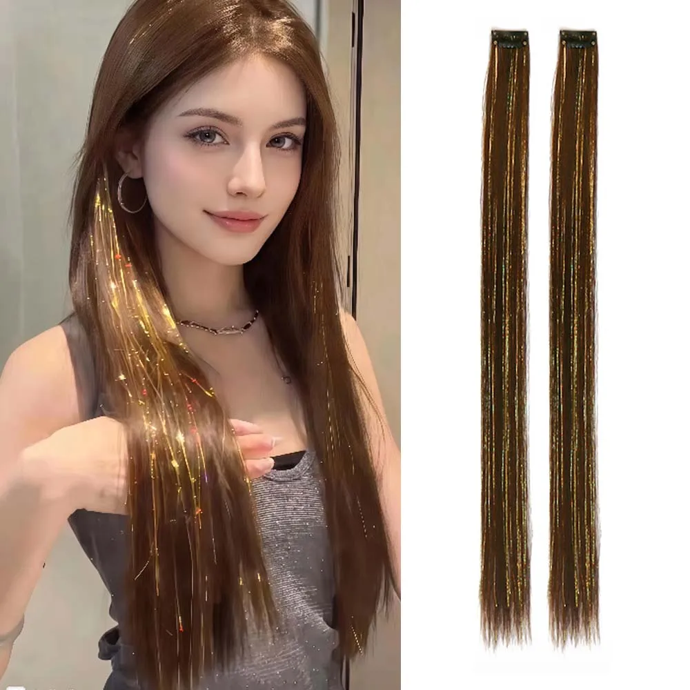 2PCS light brown with tinsel Hair Extensions,24inch Sparkling Hair Clips Multicolored Clip In On Hair Extension Synthetic Hair
2PCS light brown with tinsel Hair Extensions,24inch Sparkling Hair Clips Multicolored Clip In On Hair Extension Synthetic Hair
