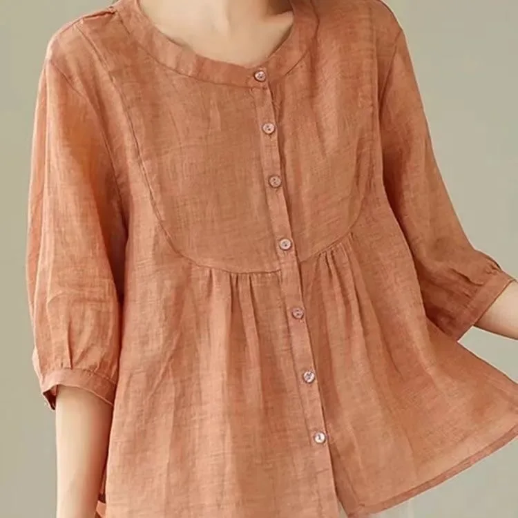 plus Size Women's Cotton Linen Loose Top Summer New Style Belly Covering High End Mom Summer Shirt Comfortable Breathable
plus Size Women's Cotton Linen Loose Top Summer New Style Belly Covering High End Mom Summer Shirt Comfortable Breathable