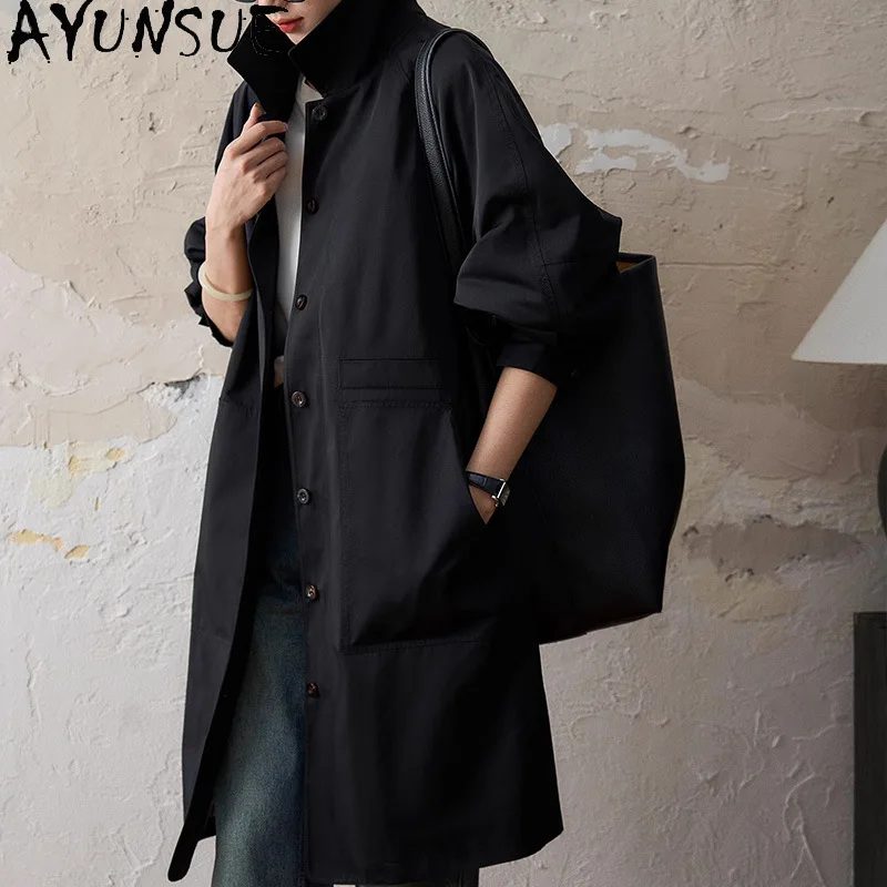 AYUNSUE Women's Trench Coat Mid-length Lapel Jackets for Woman Loose Casual Long Sleeve Outerwears Woman Clothes Casaco Feminino
AYUNSUE Women's Trench Coat Mid-length Lapel Jackets for Woman Loose Casual Long Sleeve Outerwears Woman Clothes Casaco Feminino