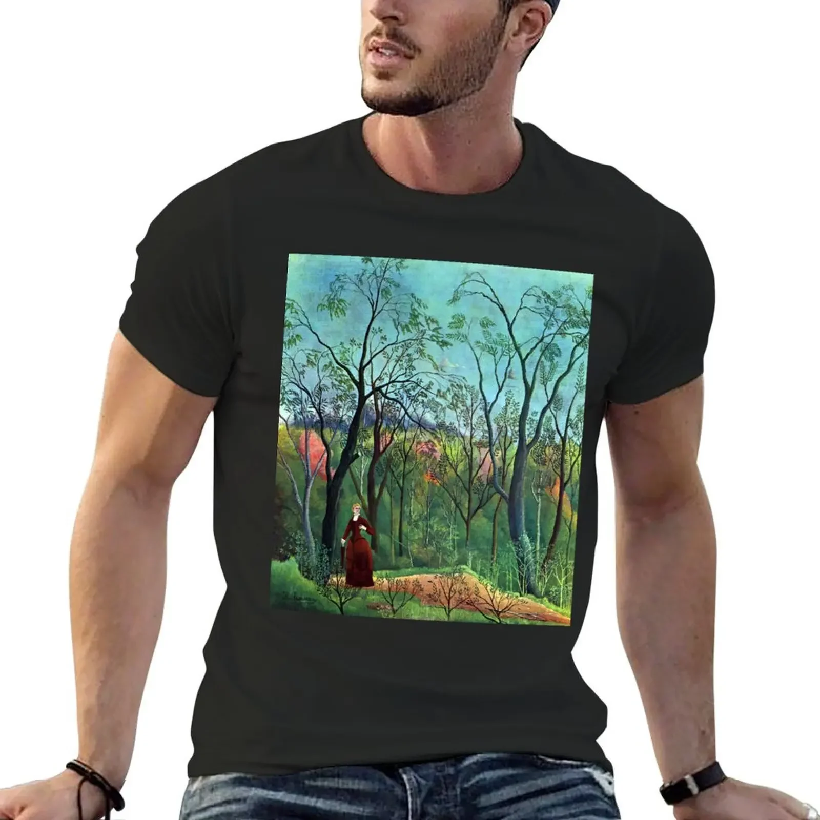 Henri Rousseau - The Walk in the Forest T-Shirt summer shirt tops Men's cotton t-shirt
Henri Rousseau - The Walk in the Forest T-Shirt summer shirt tops Men's cotton t-shirt
