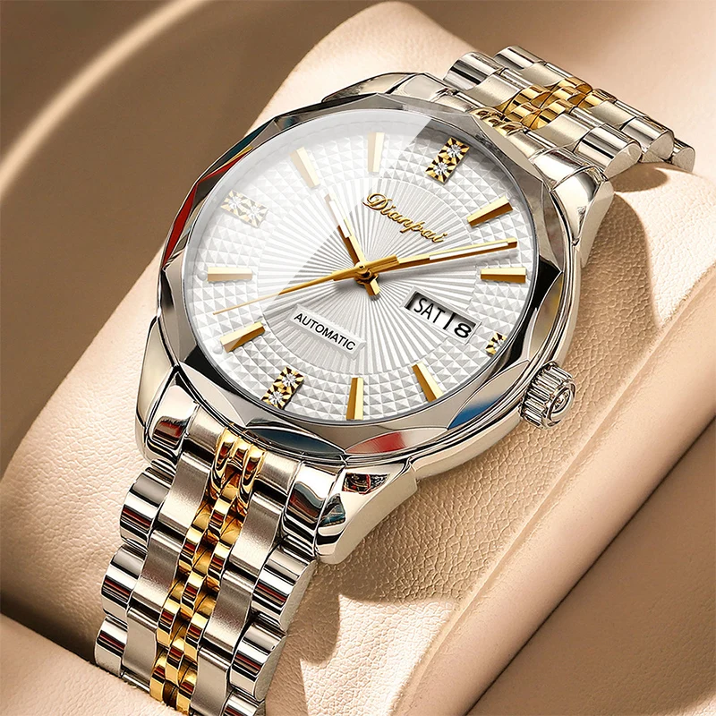 An elegant men's watch with a gold dual calendar, illuminated display, and sturdy steel strap, perfect for fashionable gentlemen
An elegant men's watch with a gold dual calendar, illuminated display, and sturdy steel strap, perfect for fashionable gentlemen