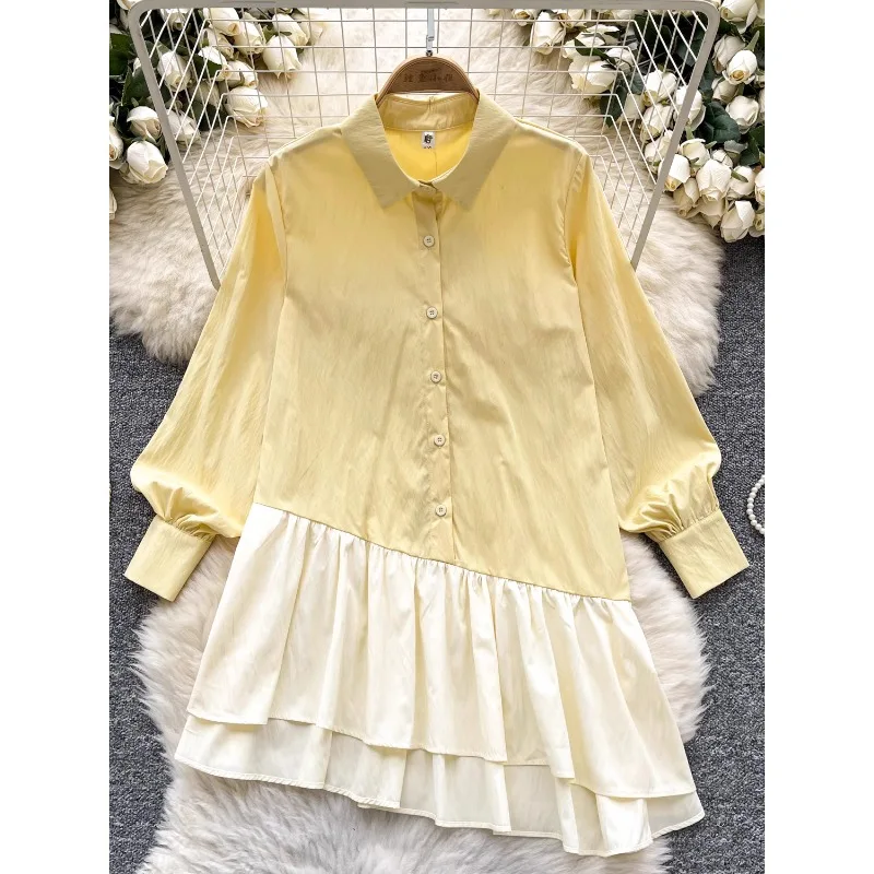 SuperAen Korean Fashion Design Niche Irregular Shirt Women's Splicing Ruffle Edge Long-sleeve Shirt
SuperAen Korean Fashion Design Niche Irregular Shirt Women's Splicing Ruffle Edge Long-sleeve Shirt