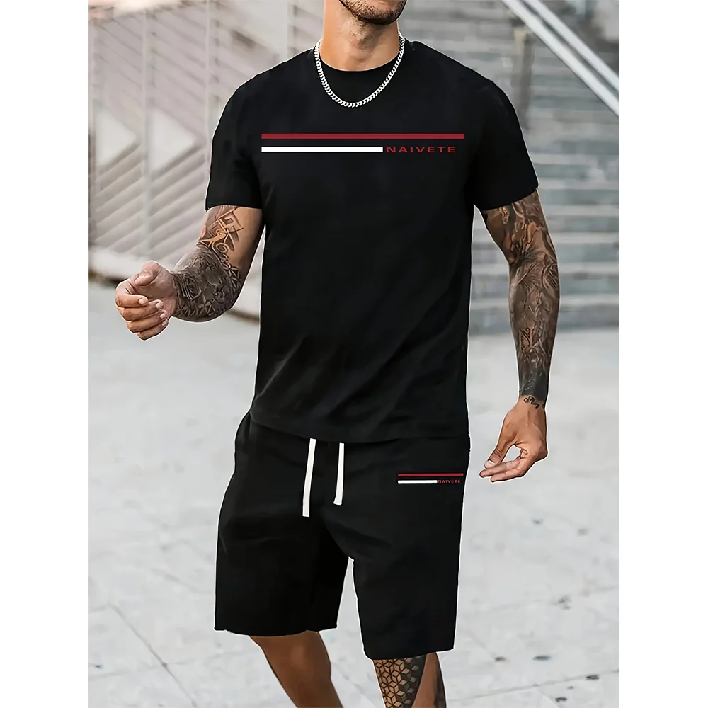 Men's Short Sleeved T-shirt With Letter Print Breathable Casual Street Wear T-shirt+Drawstring Shorts Set 2-piece Sportswear
Men's Short Sleeved T-shirt With Letter Print Breathable Casual Street Wear T-shirt+Drawstring Shorts Set 2-piece Sportswear