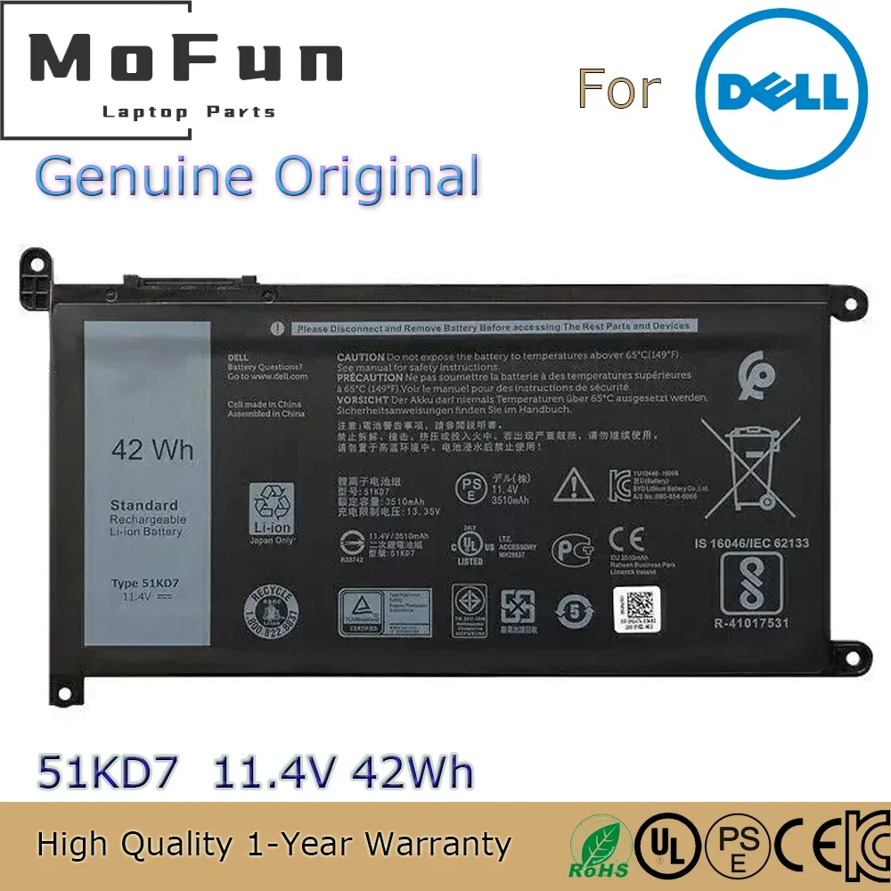 Brand New Original 51KD7 11.4V 42Wh Laptop Battery For Dell Chromebook 11 3180 3181 3189 5190 FY8XM etc.
Brand New Original 51KD7 11.4V 42Wh Laptop Battery For Dell Chromebook 11 3180 3181 3189 5190 FY8XM etc.
