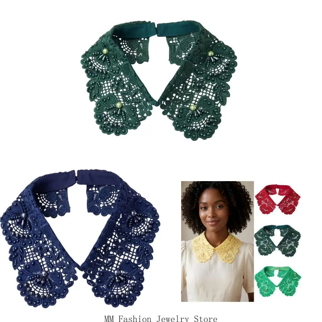Embroidered Lace Neckline Collar Wider Coverage Removable False Collar D0UB
Embroidered Lace Neckline Collar Wider Coverage Removable False Collar D0UB