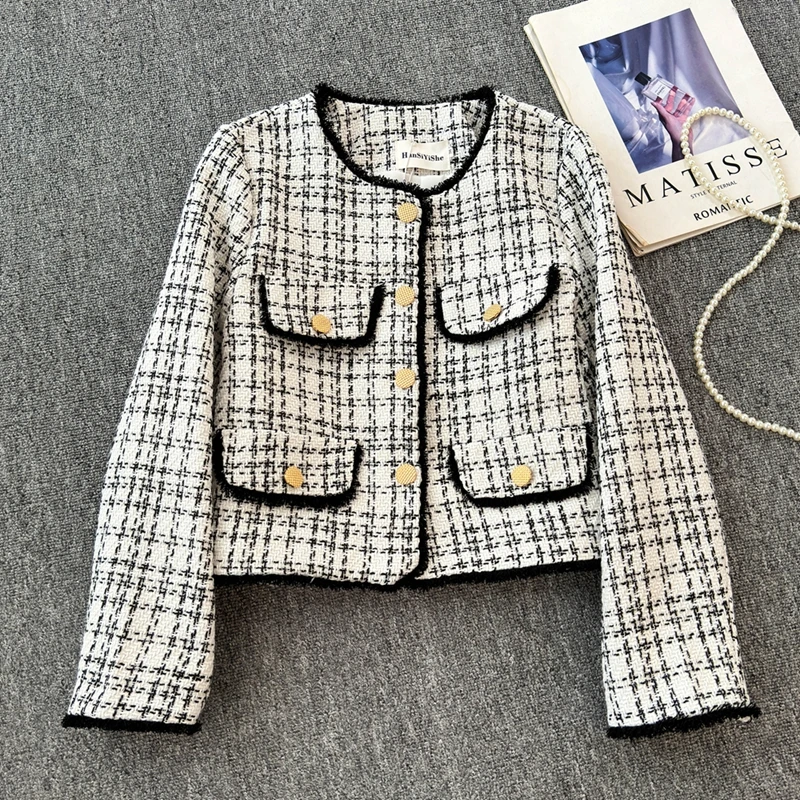 Autumn Winter 2024 New Checkered Tweed Coat For Women Single Breasted Elegant Jacket Women's Chic Female Outerwear Suit
Autumn Winter 2024 New Checkered Tweed Coat For Women Single Breasted Elegant Jacket Women's Chic Female Outerwear Suit
