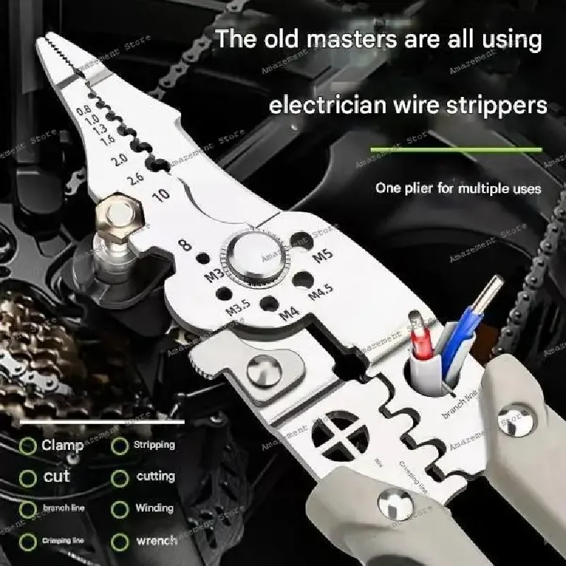 multifunctional 2025 new electrician special wire stripping pliers peeling and pressing wire imported winding and cutting wire
multifunctional 2025 new electrician special wire stripping pliers peeling and pressing wire imported winding and cutting wire