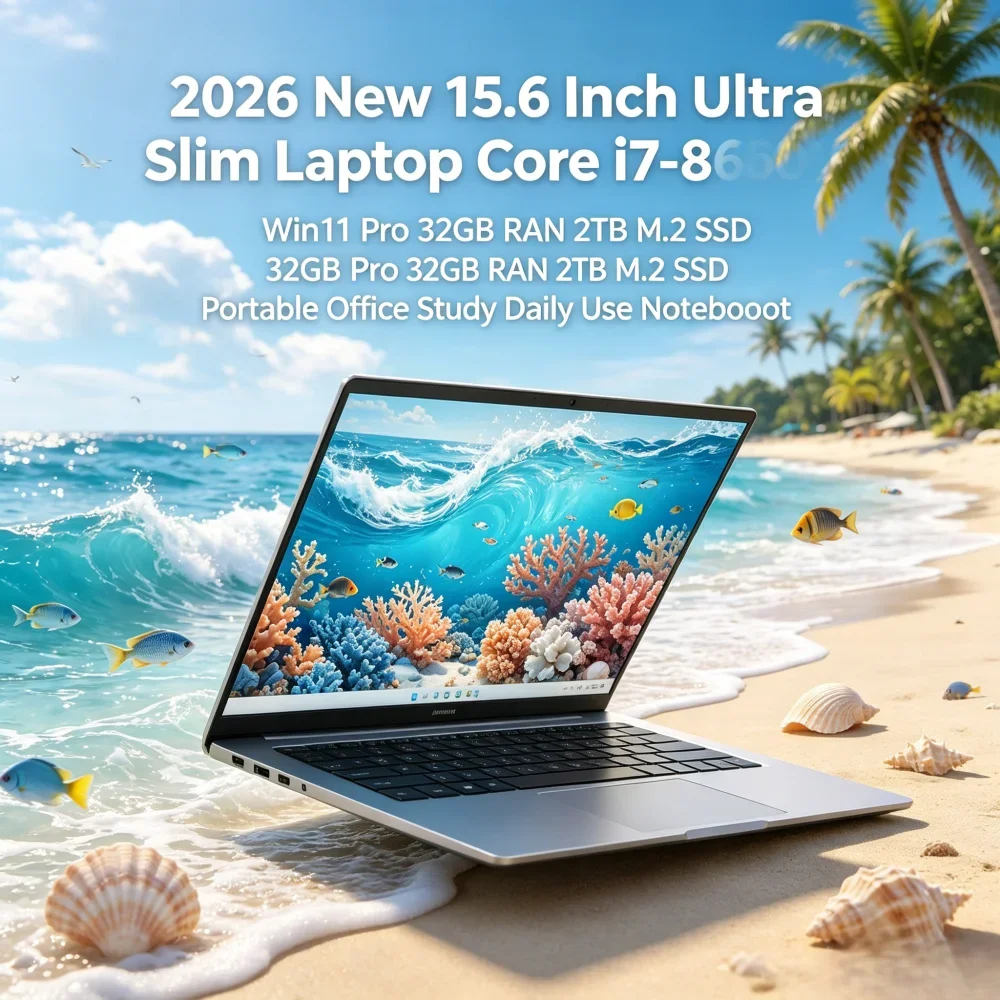 2026 New 15.6" Ultra Slim Laptop Core i7-8650U Win11 Pro 32GB RAM 2TB M.2 SSD Portable Daily Office Notebook
2026 New 15.6" Ultra Slim Laptop Core i7-8650U Win11 Pro 32GB RAM 2TB M.2 SSD Portable Daily Office Notebook