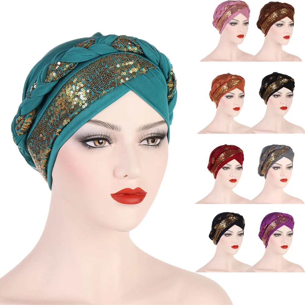 Sequins Braids Women Muslim Hijabs Turban Chemo Cap Beanies India Bandana Cancer Headwear Head Wrap Ladies Scarf Hair Loss Hat
Sequins Braids Women Muslim Hijabs Turban Chemo Cap Beanies India Bandana Cancer Headwear Head Wrap Ladies Scarf Hair Loss Hat