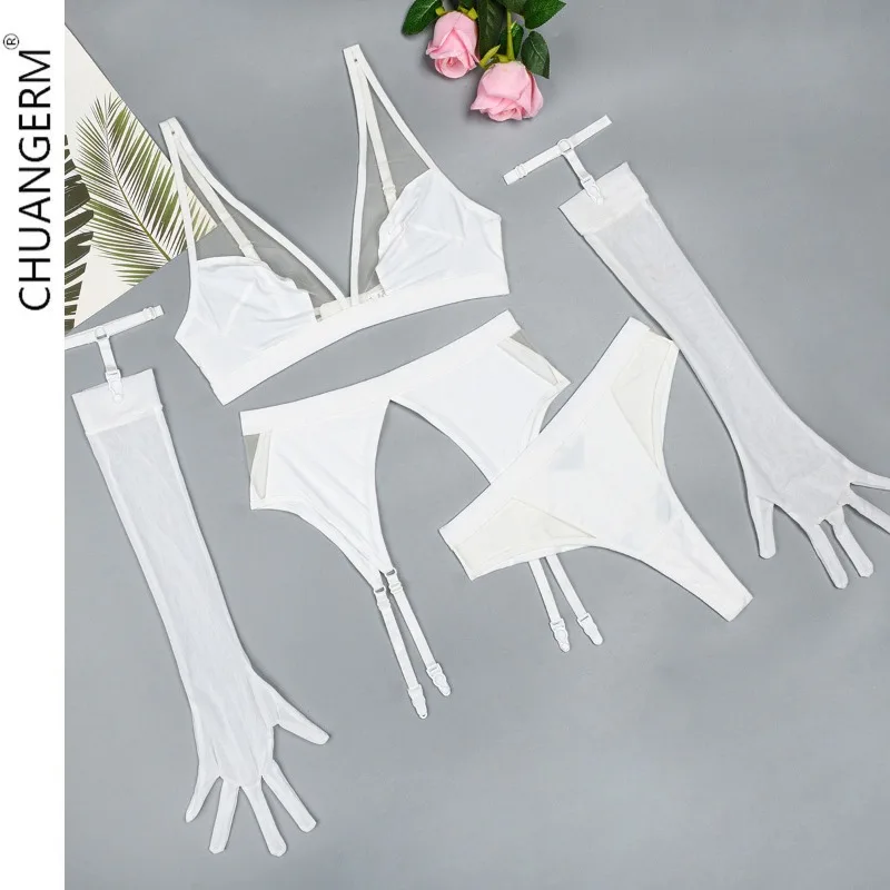 CHUANGERM Sexy Lingerie Sets Garter belt Sheer Deep V fluoroscopy Lingerie sexy see-through mesh splicing erotic gloves
CHUANGERM Sexy Lingerie Sets Garter belt Sheer Deep V fluoroscopy Lingerie sexy see-through mesh splicing erotic gloves