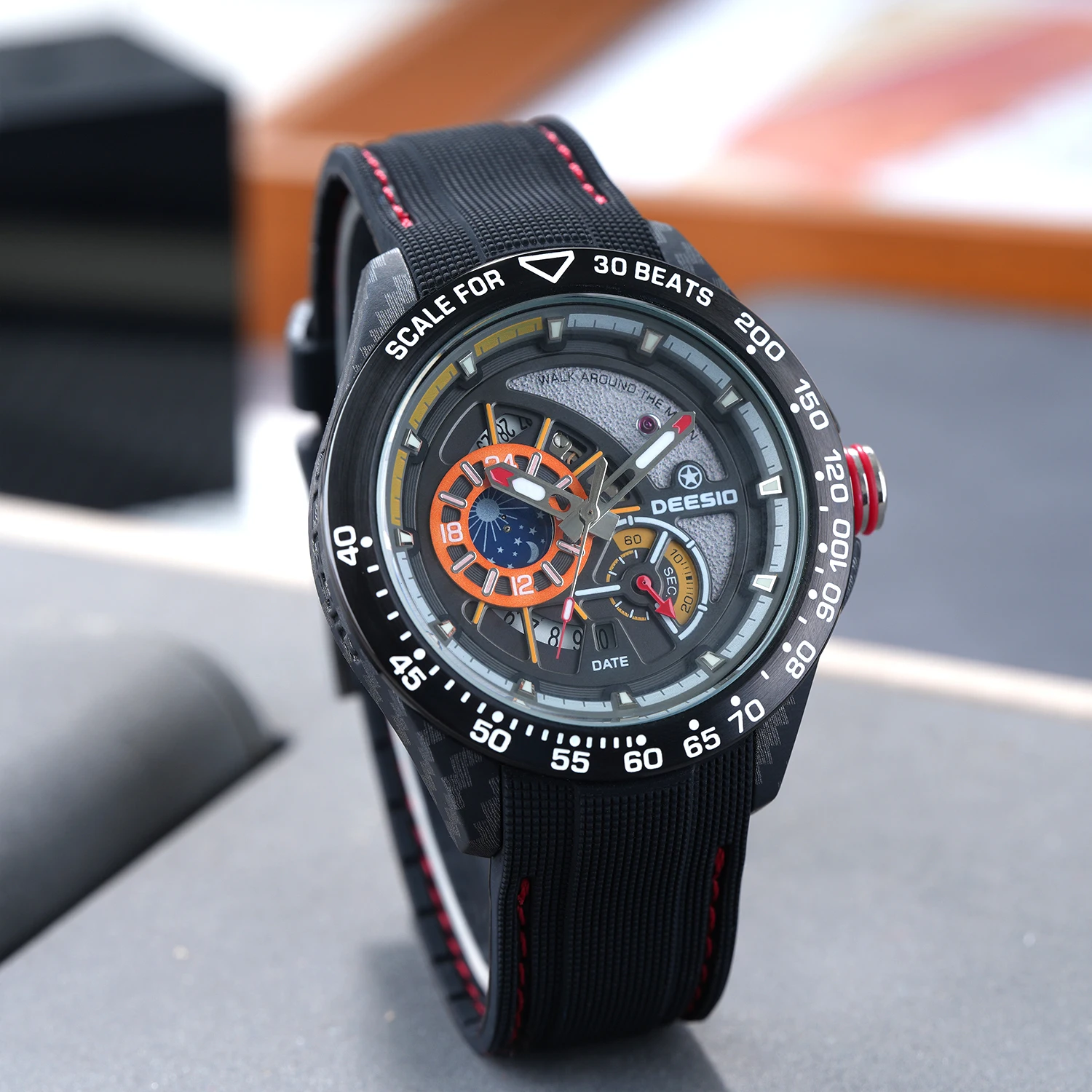 Deesio Men's Automatic Mechanical Watch | Upgrade Carbon Fiber Case Lightweight 80g | 3D Multi-Layer Skeleton Dial | Dual Luminous Hands | Silicone Strap Sport Wristwatch | 50m/5Bar Waterproof Self-Winding Luxury Timepiece | Gift for Men
Deesio Men's Automatic Mechanical Watch | Upgrade Carbon Fiber Case Lightweight 80g | 3D Multi-Layer Skeleton Dial | Dual Luminous Hands | Silicone Strap Sport Wristwatch | 50m/5Bar Waterproof Self-Winding Luxury Timepiece | Gift for Men