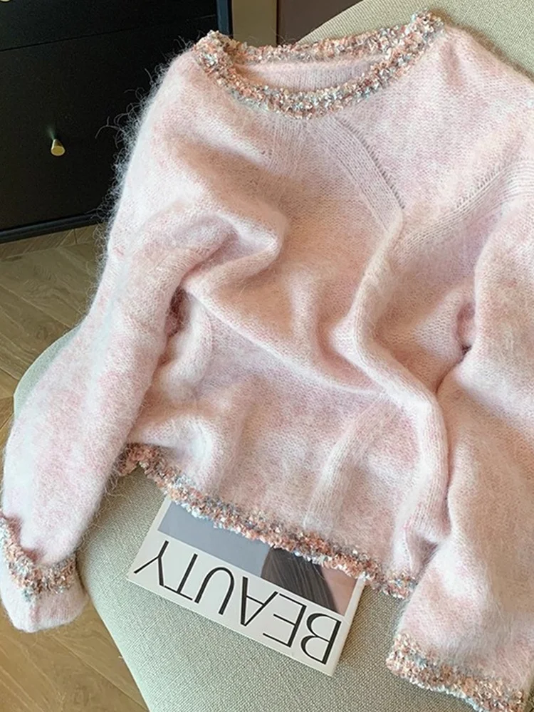 Корейский вязаный свитер с круглым вырезом и розовыми кружевными вставками для женщин: осенний, нежный, модный, новый, милый, омолаживающий эффект
Корейский вязаный свитер с круглым вырезом и розовыми кружевными вставками для женщин: осенний, нежный, модный, новый, милый, омолаживающий эффект