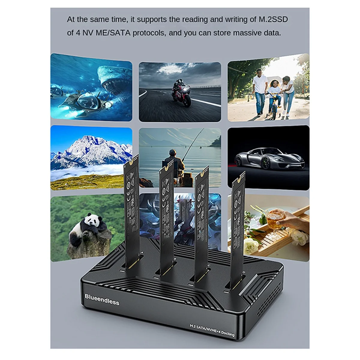 Blueendless 4 Bay M2 SSD Box Type C USB3.2 10Gbps M.2 NVME SATA Ngff Dual Protocol Aluminum Alloy SSD Enclosure UK PlugJAS
Blueendless 4 Bay M2 SSD Box Type C USB3.2 10Gbps M.2 NVME SATA Ngff Dual Protocol Aluminum Alloy SSD Enclosure UK PlugJAS
