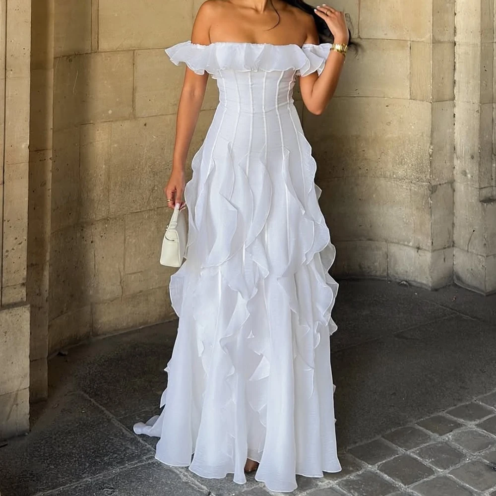 Customized A-line Evening Dresses Floor-length Off The Shoulder Sleeveless Prom Gown Simple Fashion Ruched Draped Party Gown
Customized A-line Evening Dresses Floor-length Off The Shoulder Sleeveless Prom Gown Simple Fashion Ruched Draped Party Gown