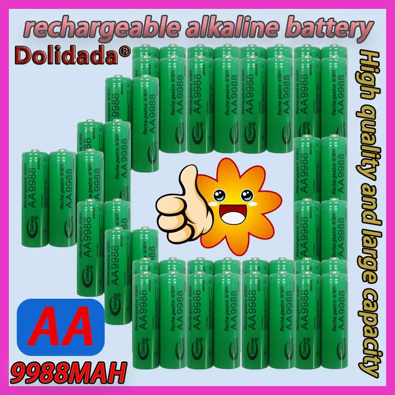 2025 New 1.2V AA NI MH Rechargeable Battery AA9988mah, Suitable for Flashlights, Toys, Clocks, MP3 Players, and USB Chargers
2025 New 1.2V AA NI MH Rechargeable Battery AA9988mah, Suitable for Flashlights, Toys, Clocks, MP3 Players, and USB Chargers