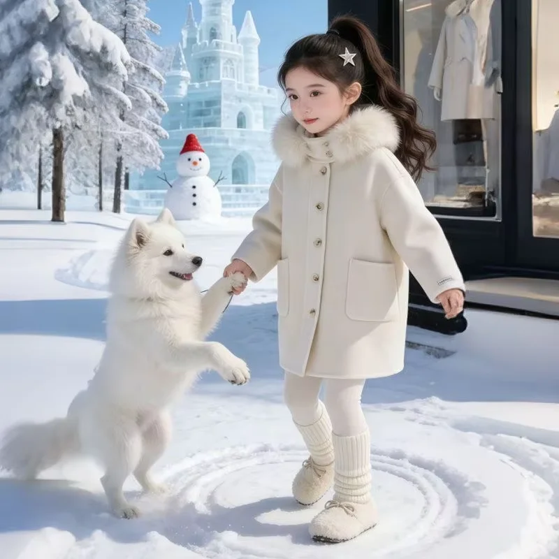 Girls Wool Coat Autumn Winter New Faux Fur Collar Hooded Mid-Long Kids Warm Thick Overcoat Fashion Outerwear 5 7 9 11 13 15 Y
Girls Wool Coat Autumn Winter New Faux Fur Collar Hooded Mid-Long Kids Warm Thick Overcoat Fashion Outerwear 5 7 9 11 13 15 Y