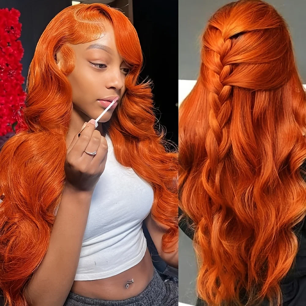 Ginger Orange 13x6 200 Density Body Wave Frontal Glueless Wigs Brazilian Virgin Hair Transparent Lace Preplucked Human Hair wigs
Ginger Orange 13x6 200 Density Body Wave Frontal Glueless Wigs Brazilian Virgin Hair Transparent Lace Preplucked Human Hair wigs