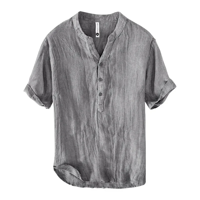 Japanese V-neck Short Sleeve T-shirt Linen Top Men's Breathable Retro Pullover Half Sleeve Men's Slim Fit Shirt
Japanese V-neck Short Sleeve T-shirt Linen Top Men's Breathable Retro Pullover Half Sleeve Men's Slim Fit Shirt