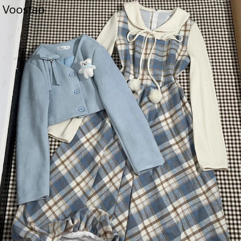 Осенне-зимняя мода Sweet Lolita, комплект из 2 предметов, женская короткая куртка Kawaii, искусственный клетчатый костюм из двух предметов, корейский элегантный наряд
Осенне-зимняя мода Sweet Lolita, комплект из 2 предметов, женская короткая куртка Kawaii, искусственный клетчатый костюм из двух предметов, корейский элегантный наряд