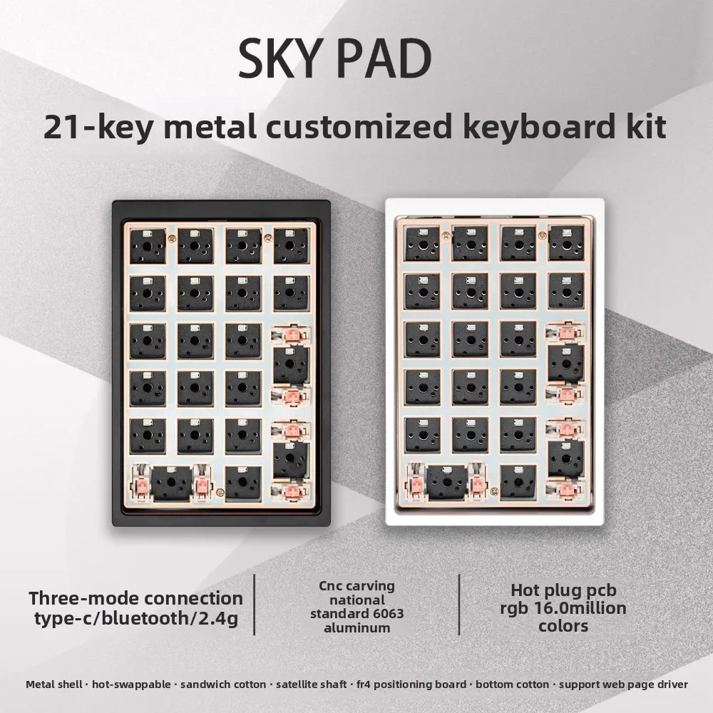 SKY Pad mechanical keyboard kit three-mode Bluetooth 5.0 aluminum alloy metal CNC aluminum lump wireless hot swap RGB 21 keys
SKY Pad mechanical keyboard kit three-mode Bluetooth 5.0 aluminum alloy metal CNC aluminum lump wireless hot swap RGB 21 keys