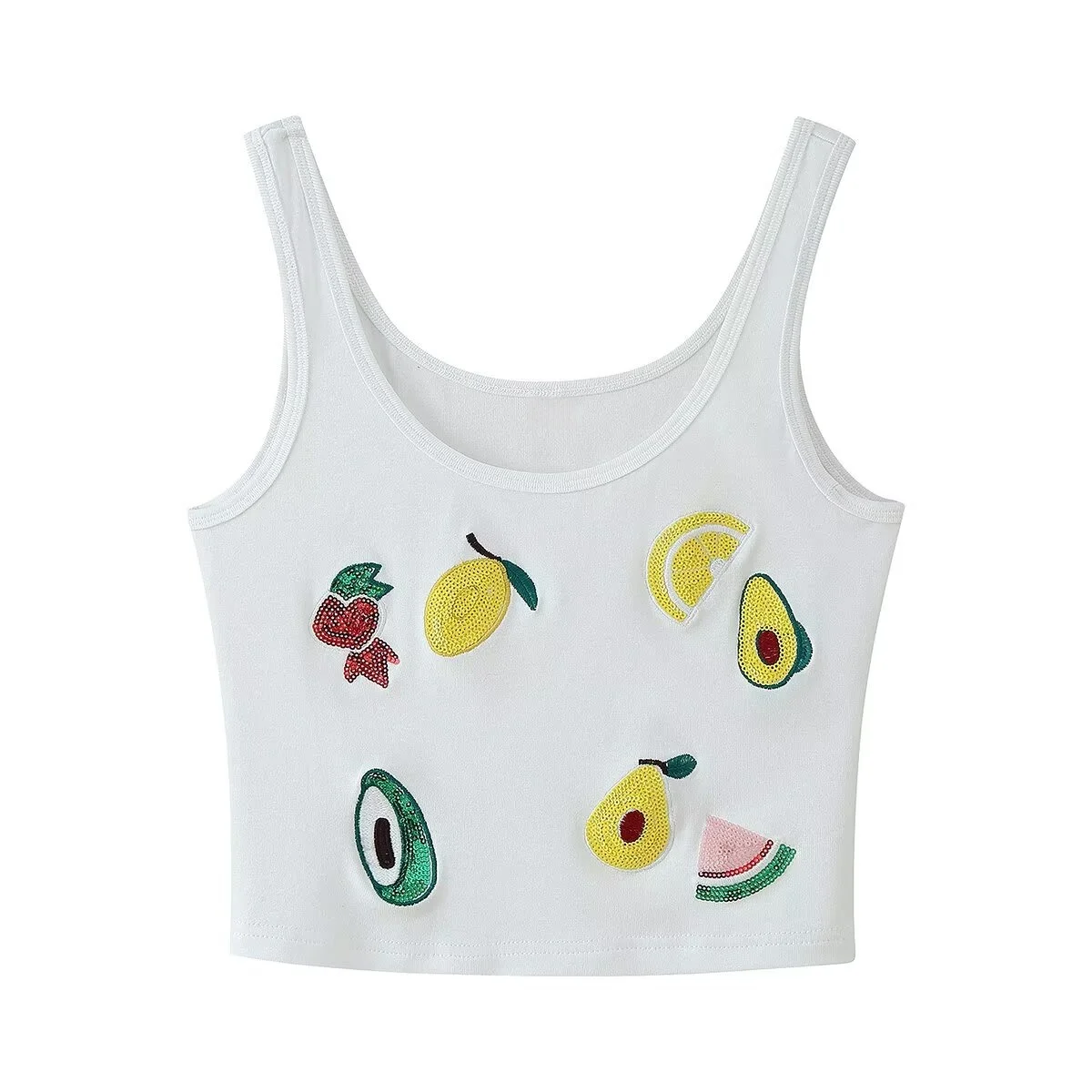 BSK&TRAF2025 new summer women's casual fashion simple all-match slim beaded embroidery short suspender round neck vest top
BSK&TRAF2025 new summer women's casual fashion simple all-match slim beaded embroidery short suspender round neck vest top