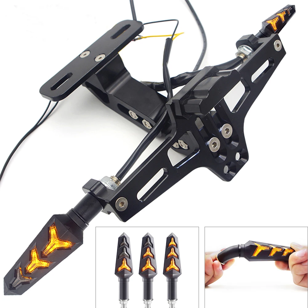 Motorcycle rear license plate universal bracket and flashing turn signal For yamaha r3 2019 ducati 1098 honda steed 400
Motorcycle rear license plate universal bracket and flashing turn signal For yamaha r3 2019 ducati 1098 honda steed 400