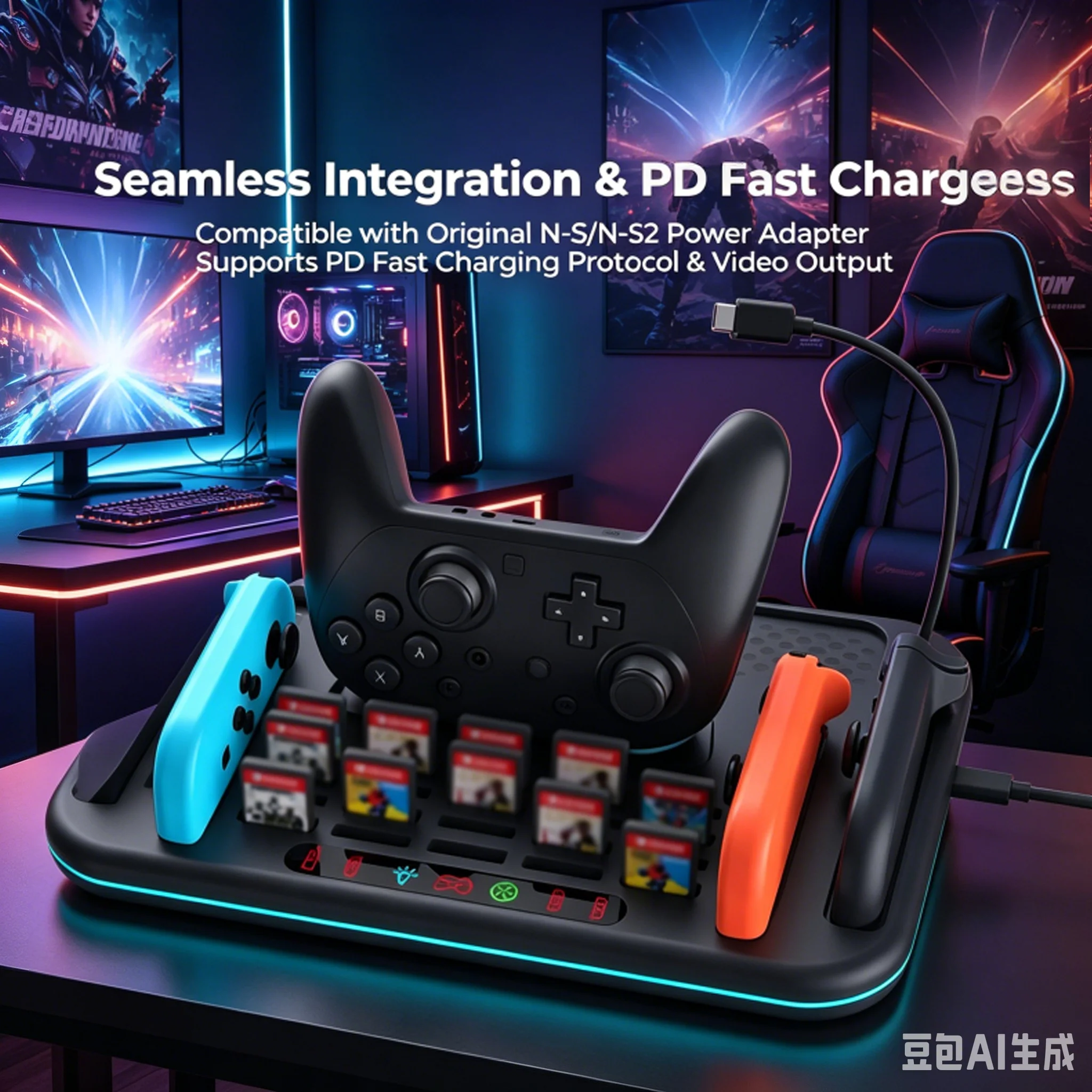 For Switch2 Versatile Charging Station For Rapid Charge & RGB Enhancer 5-in-1 Game Console Cooling & Charging Stand
For Switch2 Versatile Charging Station For Rapid Charge & RGB Enhancer 5-in-1 Game Console Cooling & Charging Stand