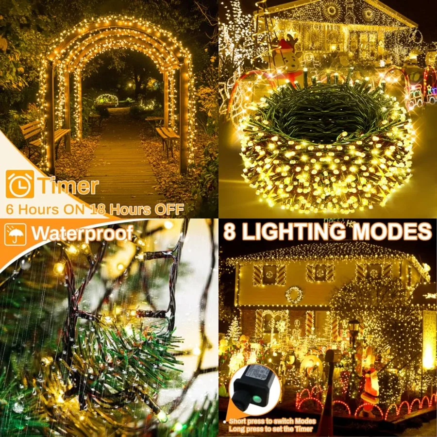 Christmas Lights 1000LED 98Feet Waterproof Outdoor Timer 8 Modes Twinkle Fairy Lights LED String Lights Indoor Christmas Tree L
Christmas Lights 1000LED 98Feet Waterproof Outdoor Timer 8 Modes Twinkle Fairy Lights LED String Lights Indoor Christmas Tree L