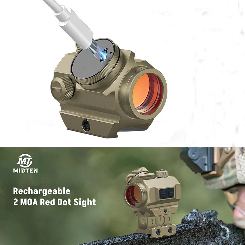 MidTen Red Dot Scope 2 MOA Reflex Optics Sights with Lower 1/3 Co-Witness Riser Rechargeable Compatible with 21mm Picatinny 
MidTen Red Dot Scope 2 MOA Reflex Optics Sights with Lower 1/3 Co-Witness Riser Rechargeable Compatible with 21mm Picatinny