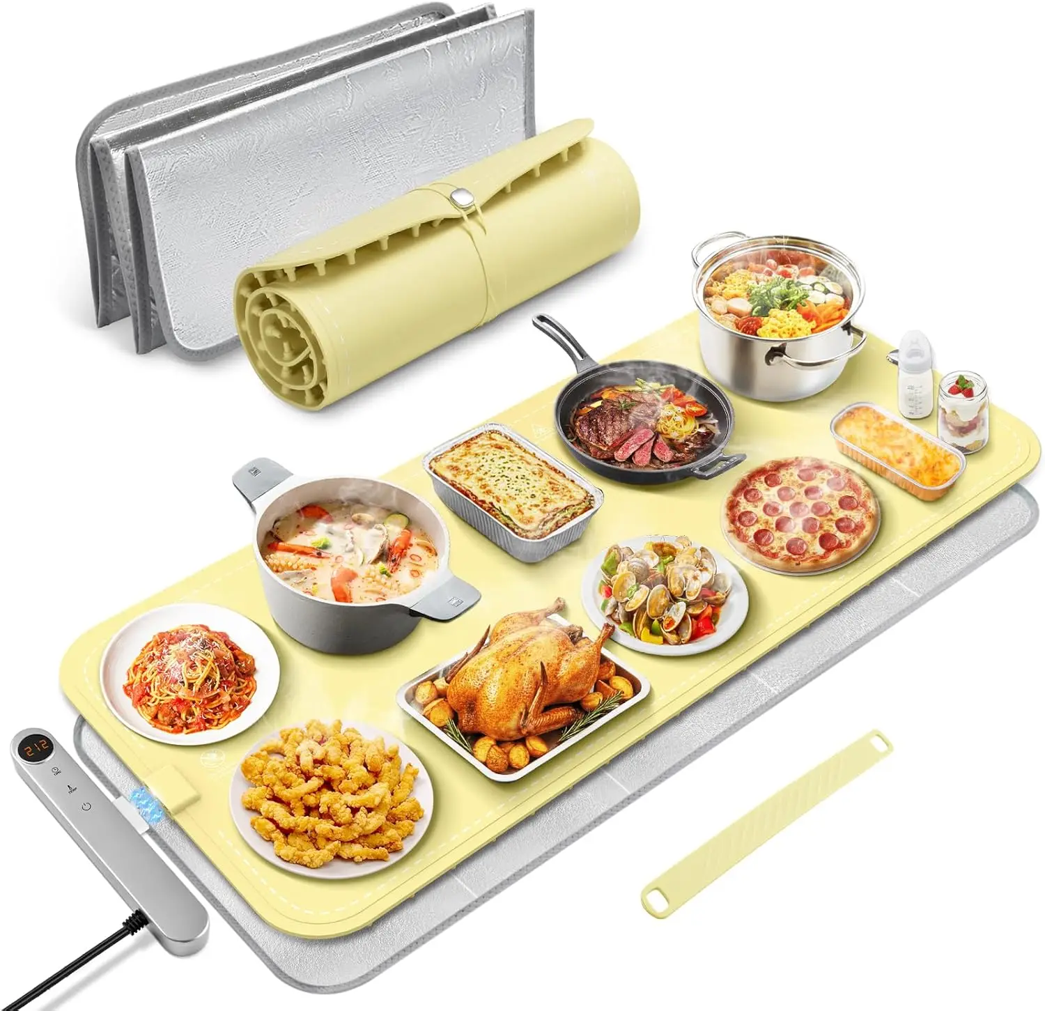 Extra Large Silicone Food Warming Mat, 15.6x35 Inch, 6 Temp Settings & Timer, Detachable Heat Insulation Pad
Extra Large Silicone Food Warming Mat, 15.6x35 Inch, 6 Temp Settings & Timer, Detachable Heat Insulation Pad