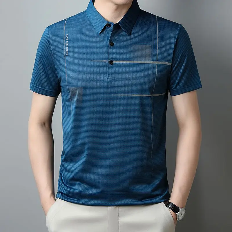 Men's Summer Polo Shirt Short Sleeve Lightweight Loose Fit Ice Silk Top for Middle-Aged Dad Comfortable and Breathable Fabric
Men's Summer Polo Shirt Short Sleeve Lightweight Loose Fit Ice Silk Top for Middle-Aged Dad Comfortable and Breathable Fabric