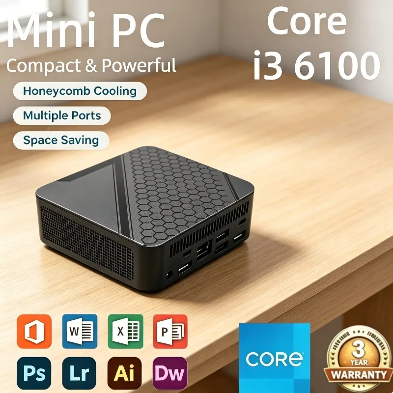 Core i3-6100 Gaming Office Mini PC New Mini PC High-Performance Portable WiFi6 BT5.2 4K HD RAM 1TB/2TB SSD
Core i3-6100 Gaming Office Mini PC New Mini PC High-Performance Portable WiFi6 BT5.2 4K HD RAM 1TB/2TB SSD