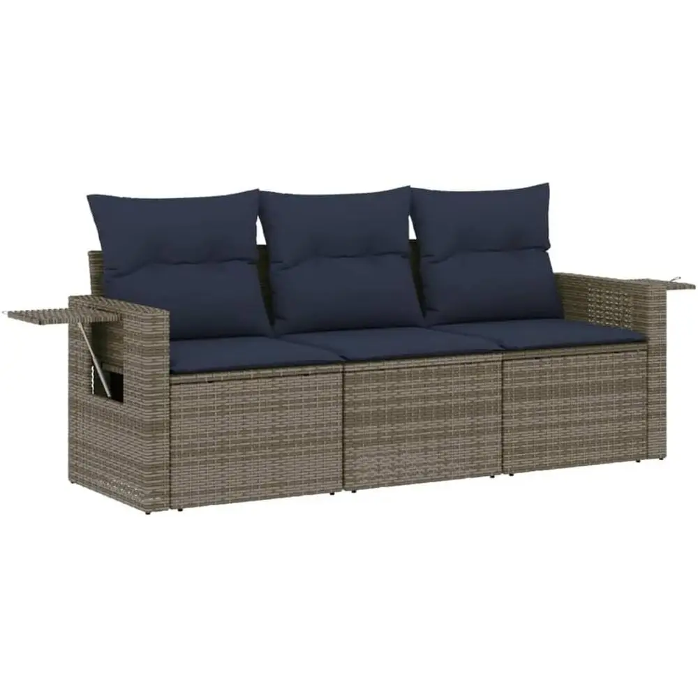 3-Piece Grey Poly Rattan Garden Sofa Set with Cushions
3-Piece Grey Poly Rattan Garden Sofa Set with Cushions