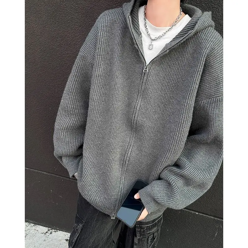 American cleanfit gray hooded knitted cardigan sweater for men with high lazy style atmosphere zipper jacket atmosphere Harajuku
American cleanfit gray hooded knitted cardigan sweater for men with high lazy style atmosphere zipper jacket atmosphere Harajuku