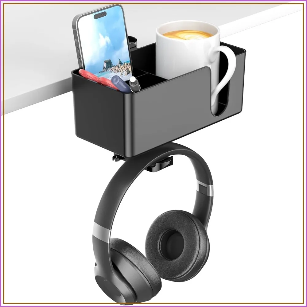 4-in-1 Desk Cup Holder & Headphone Hanger - Clamp On, Rotating, Detachable Pen Cup, Desktop Storage for Cup, Phone, Pen (Black)
4-in-1 Desk Cup Holder & Headphone Hanger - Clamp On, Rotating, Detachable Pen Cup, Desktop Storage for Cup, Phone, Pen (Black)