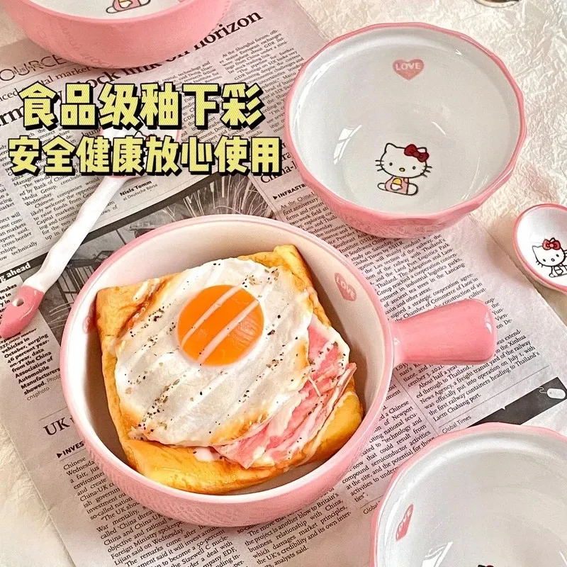 Kawaii Sanrio Hello Kitty Ceramic Tableware Chopsticks Spoons Set Student Instant Noodles Box Rice Bowl Handle Bowl Girl's Gifts
Kawaii Sanrio Hello Kitty Ceramic Tableware Chopsticks Spoons Set Student Instant Noodles Box Rice Bowl Handle Bowl Girl's Gifts