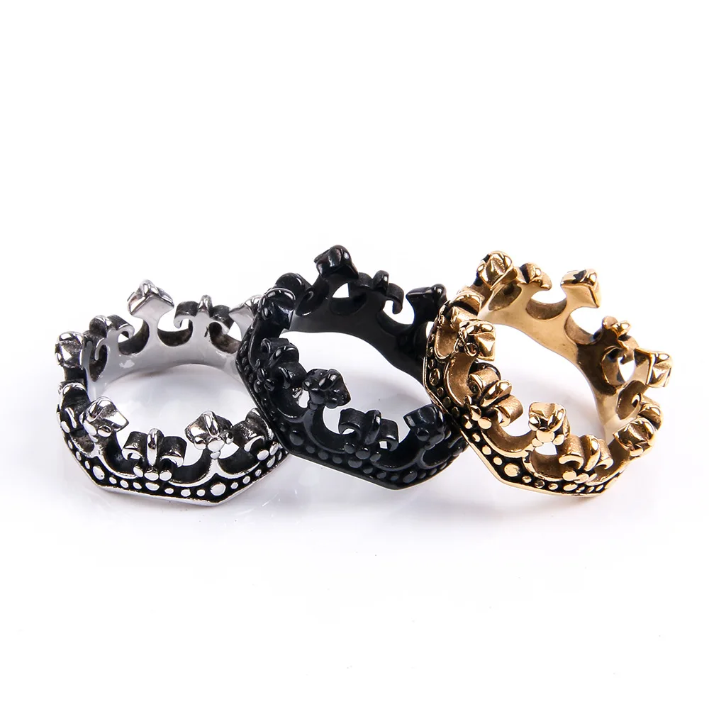 European and American Personalized Punk Style Vintage Crown Stainless Steel Rings Size 7-13
European and American Personalized Punk Style Vintage Crown Stainless Steel Rings Size 7-13